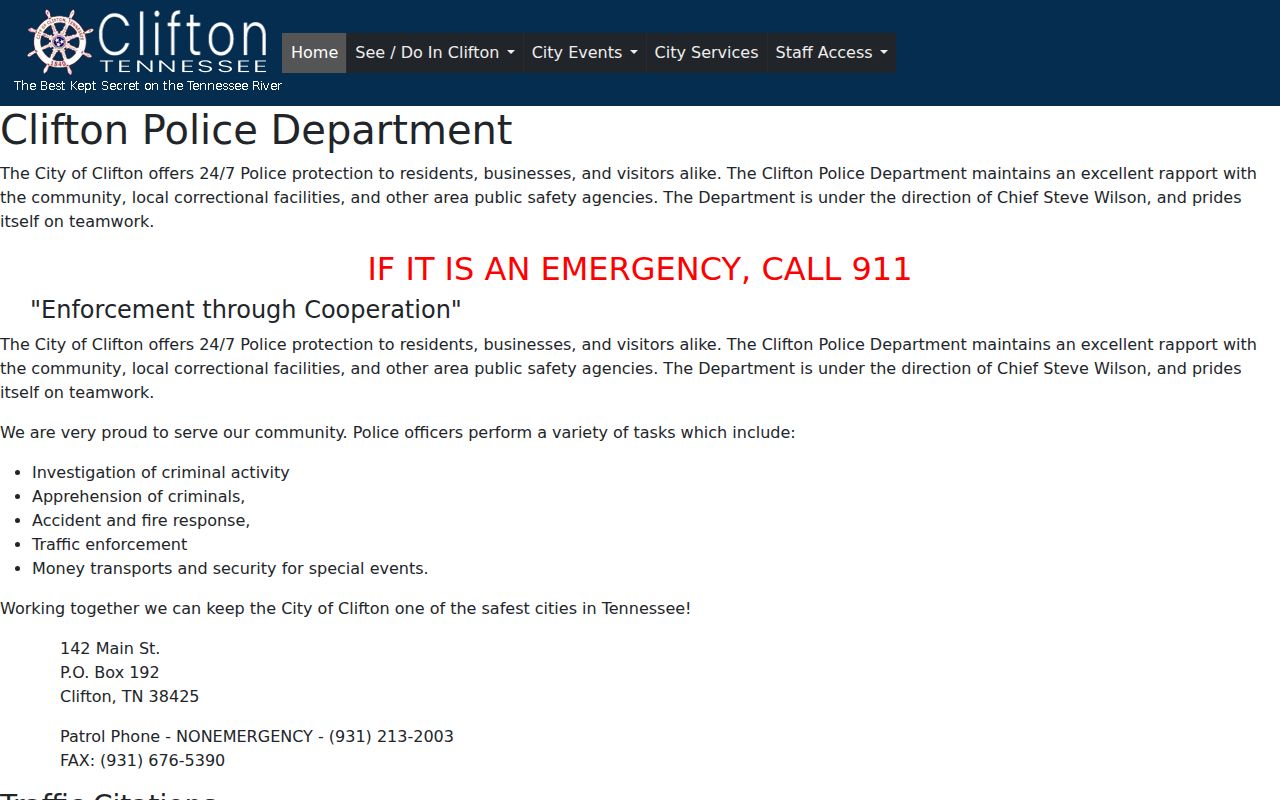 Clifton criminal records police department contact page