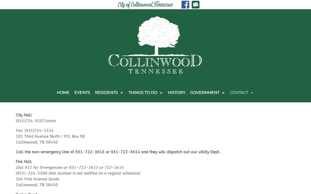 Collinwood criminal records City Hall and police contact addresses
