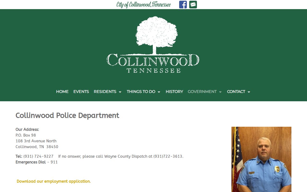 Collinwood criminal records contact on the police department page