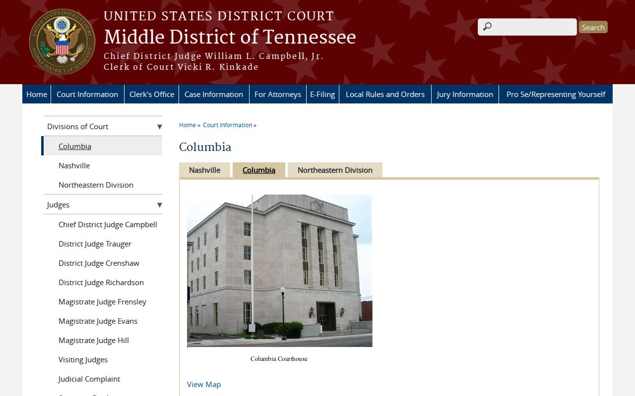 Wayne County criminal court cases Columbia federal courthouse page