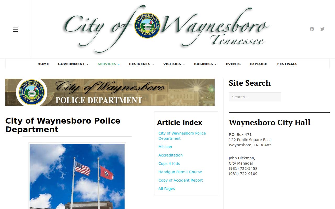 Waynesboro criminal records source at the city police station and services page